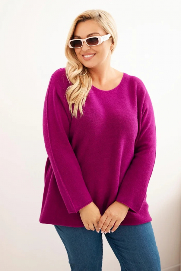 Dámsky sveter plus size s lodičkovým výstrihom fango