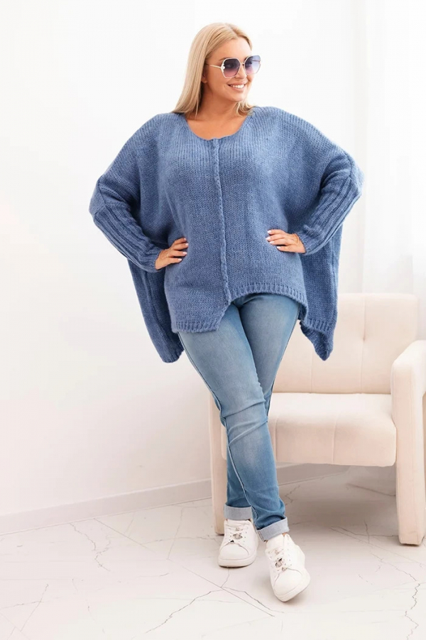 Dámsky sveter plus size z akrylom s voľným strihom a rukávom 3/4 Denny