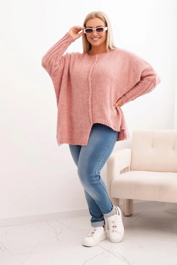 Dámsky sveter plus size z akrylom s voľným strihom a rukávom 3/4 Denny