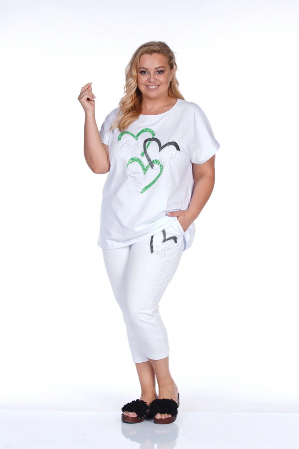 Bavlnená súprava s aplikáciou srdiečka plus size Aura