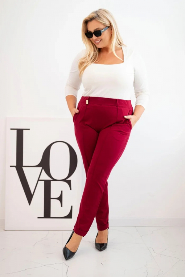 Dámske bavlnené nohavice Plus Size s elastickým pásom Corina