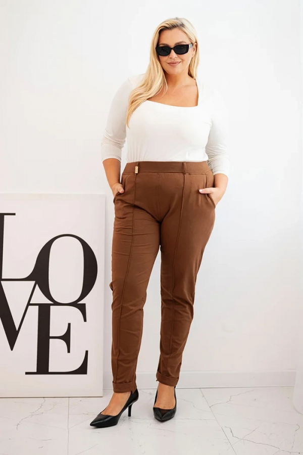 Dámske bavlnené nohavice Plus Size s elastickým pásom Corina