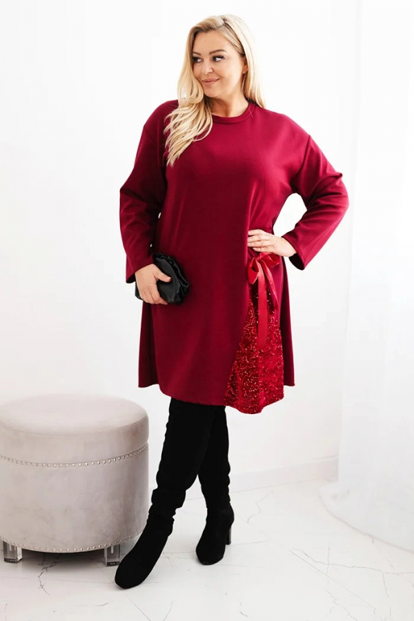 Dámske šaty Plus Size s ozdobným vkladom z flitrov Binoti