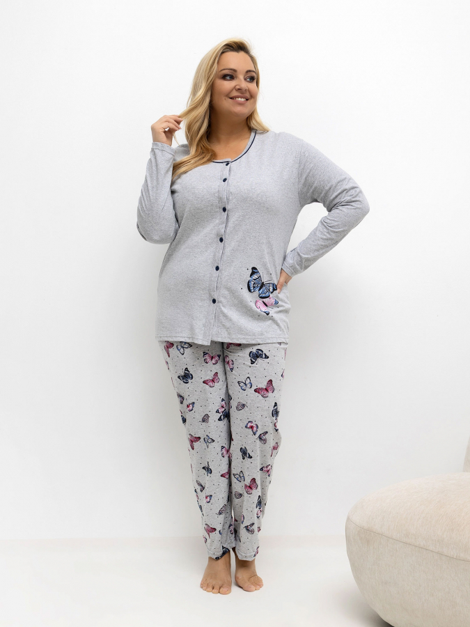 Dámske pyžamo plus size s motýľovými nohavicami Gavema