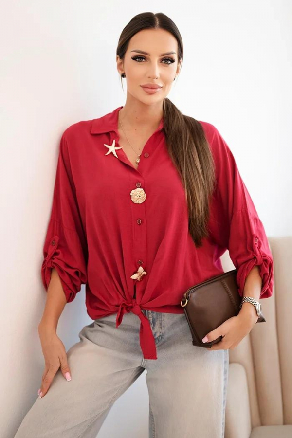Viskózová košeľová blúzka s ozdobnými gombíkmi Chimena