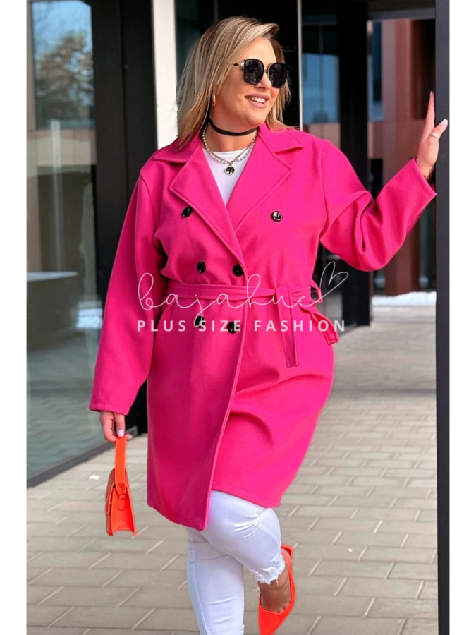 Elegantný prechodný dámsky kabát na gombíky s opaskom pre moletky Trania