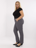 Grafitové elegantné nohavice plus size s vreckami Canavale