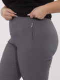 Grafitové elegantné nohavice plus size s vreckami Canavale