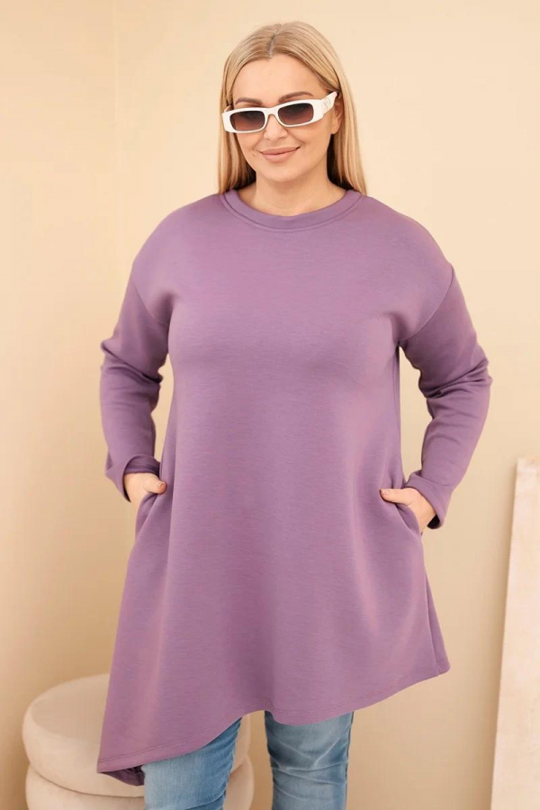 Asymetrické oversize šaty s voľným strihom a dlhým rukávom model 7834 
