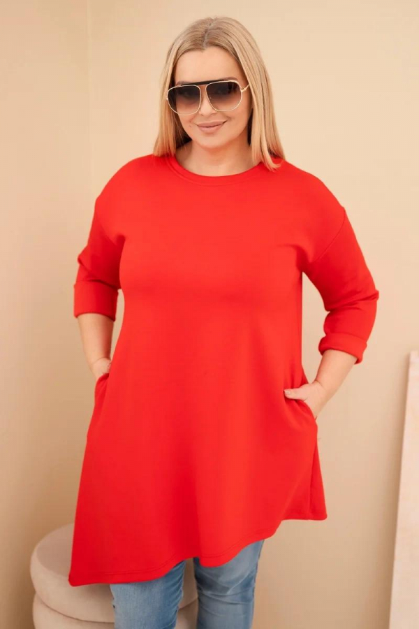 Asymetrické oversize šaty s voľným strihom a dlhým rukávom model 7834 
