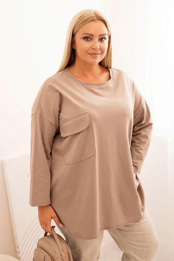 Bavlnená oversize blúzka s náprsným vreckom model 25210 