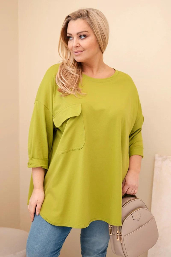 Bavlnená oversize blúzka s náprsným vreckom model 25210 