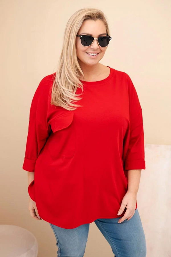Bavlnená oversize blúzka s náprsným vreckom model 25210 