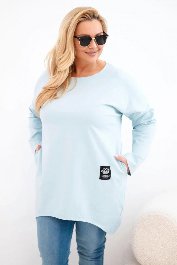 Oversize blúzka s dlhším zadným dielom a dlhým rukávom model 25570