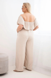 Dámsky overal plus size s volánom a krátkym rukávom 2608