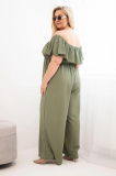 Dámsky overal plus size s volánom a krátkym rukávom 2608
