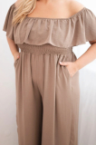 ámsky overal plus size s volánom a krátkym rukávom 2608