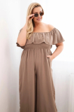 ámsky overal plus size s volánom a krátkym rukávom 2608