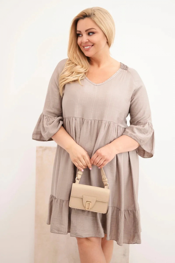 Viskózové oversize šaty s ažúrovou ozdobou model 21597
