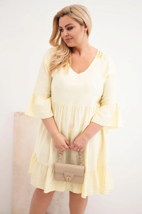 Viskózové oversize šaty s ažúrovou ozdobou model 21597