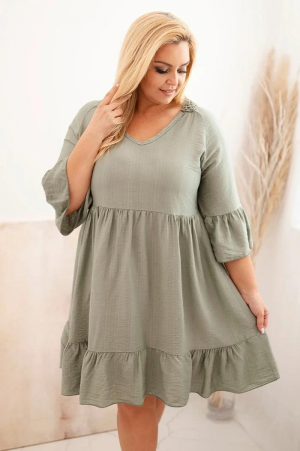 Viskózové oversize šaty s ažúrovou ozdobou model 21597