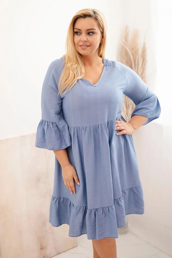 Viskózové oversize šaty s ažúrovou ozdobou model 21597