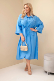 Dámske bavlnené plus size košeľové šaty s opaskom 8080