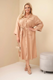 Dámske bavlnené plus size košeľové šaty s opaskom 8080