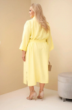 Dámske bavlnené plus size košeľové šaty s opaskom 8080