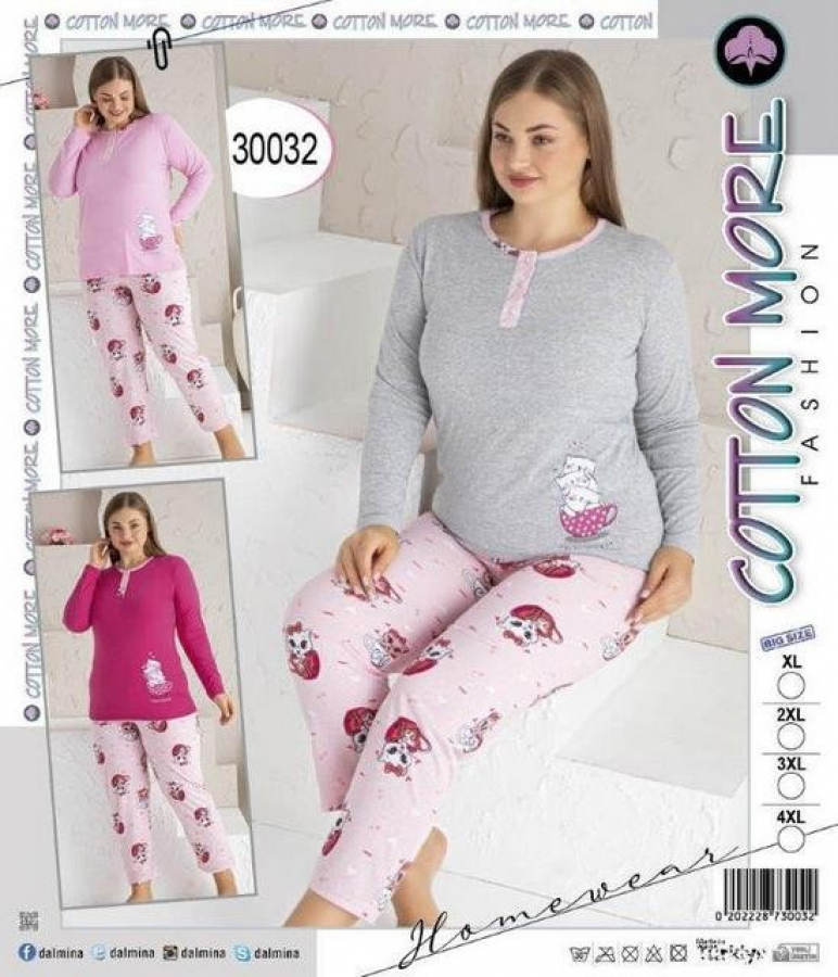 Dámske pyžamo s dlhým rukávom plus size SANNY