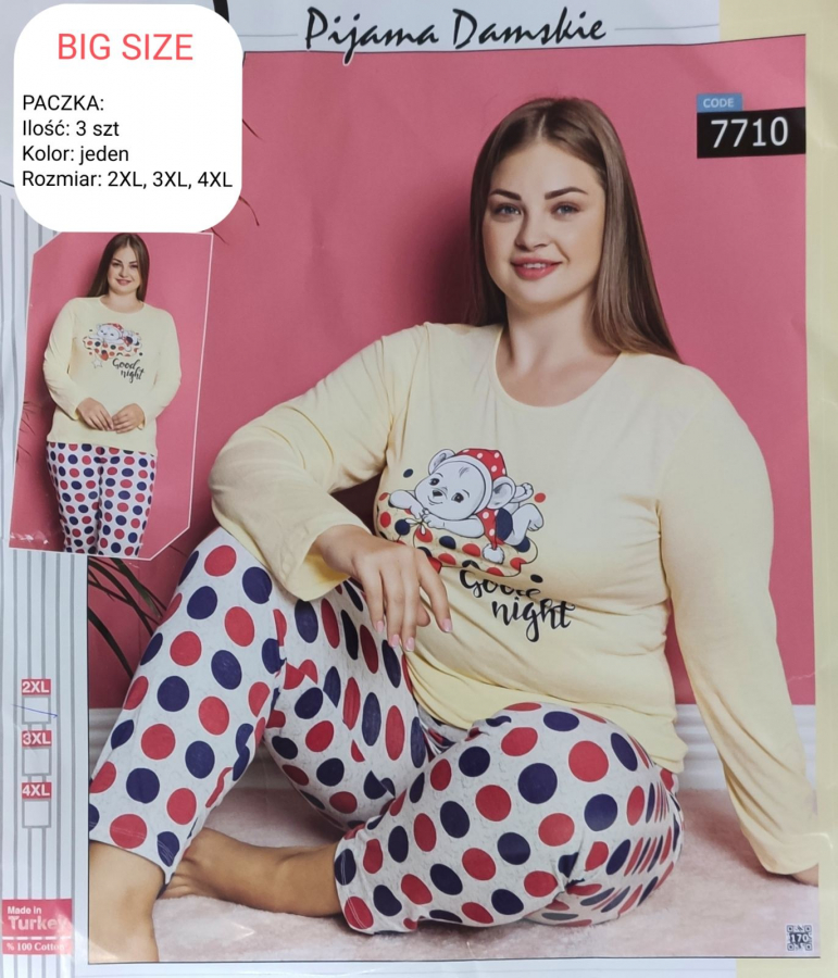 Dámske pyžamo s dlhým rukávom plus size BENELIA