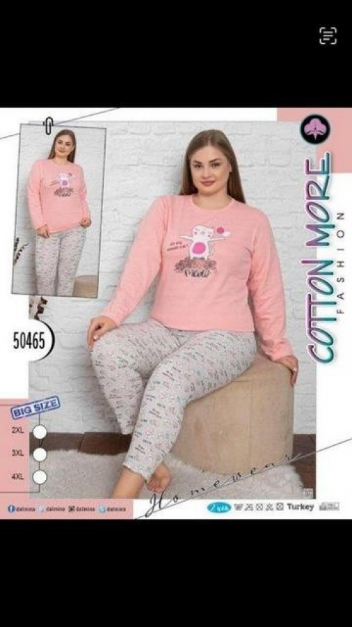 Dámske pyžamo s dlhým rukávom plus size BINELIA