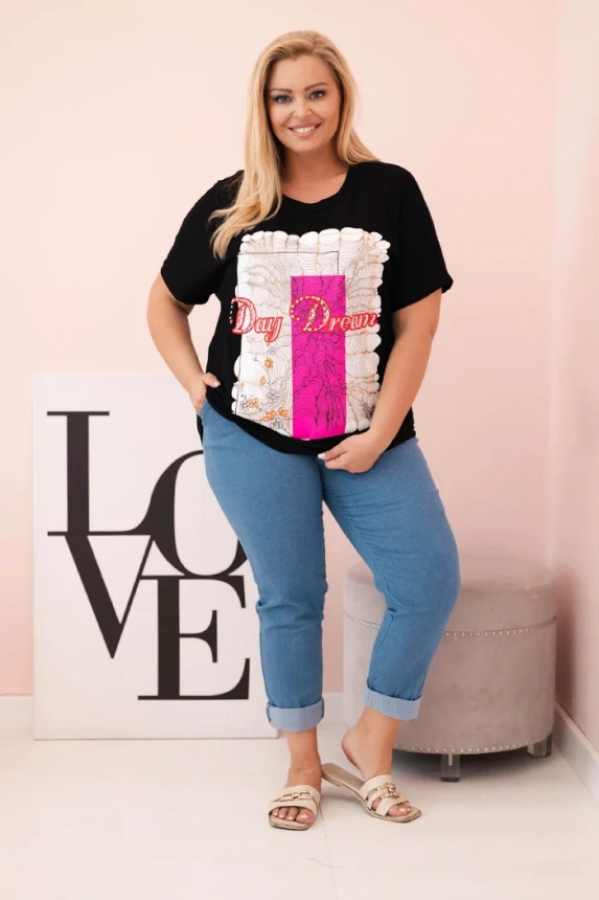 Dámska bavlnená blúzka Plus Size s nápisom „Day Dream“