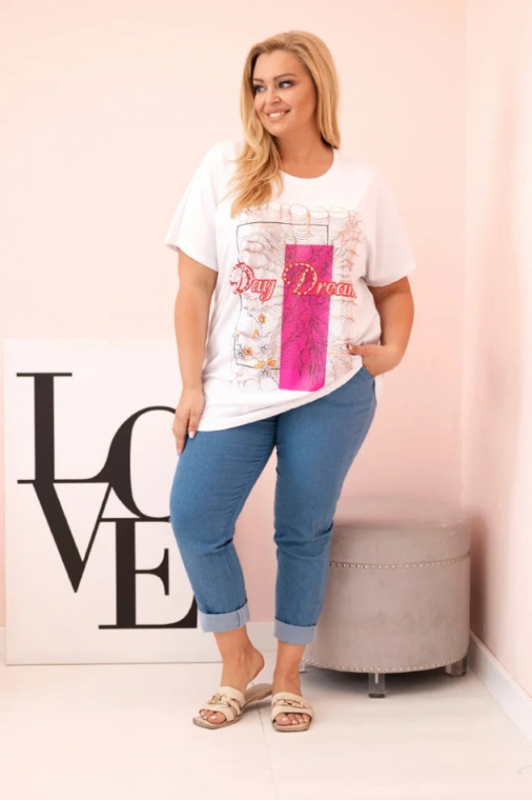 Dámska bavlnená blúzka Plus Size s nápisom „Day Dream“