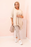 Dámska tunika Plus Size z bavlnou s vreckom a zrolovaným rukávom CARMINA