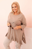 Dámska tunika Plus Size z bavlnou s vreckom a zrolovaným rukávom CARMINA