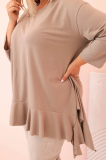 Dámska tunika Plus Size z bavlnou s vreckom a zrolovaným rukávom CARMINA