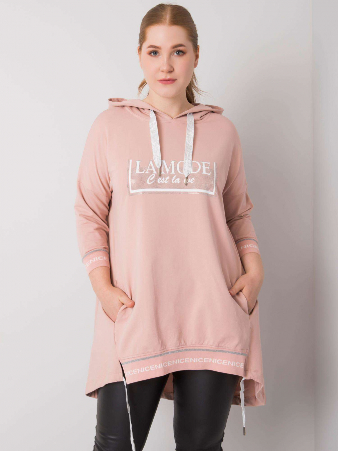 Predĺžená asymetrická bavlnená mikina pre plus size Belisa 